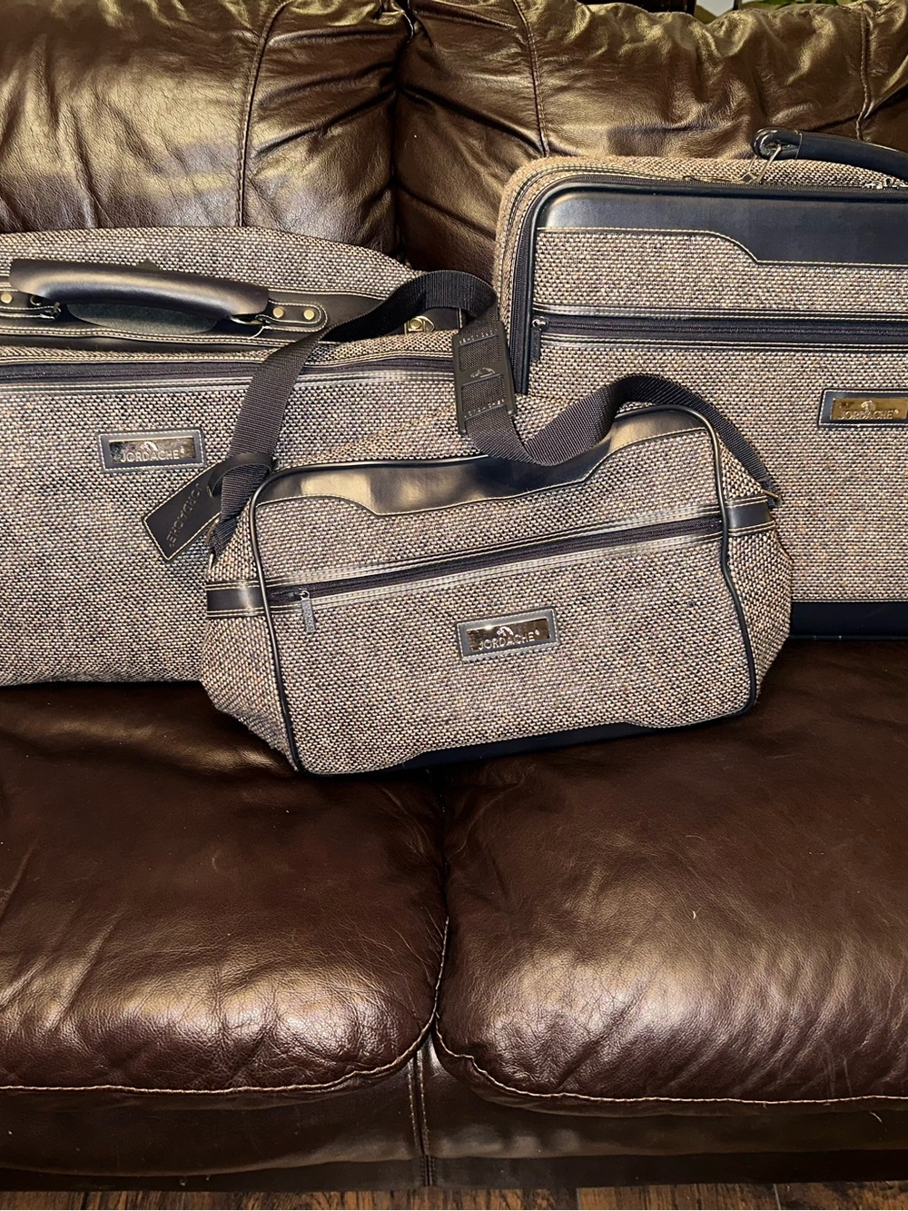 RARE FIND! Jordache Blue Tweed 3 piece Luggage Set. 90’s Vintage EUC!👀😯
